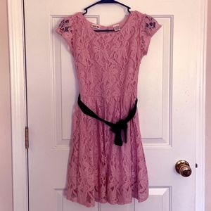 Girls pink lace dress size L